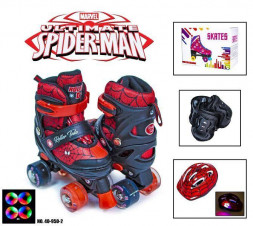 Комплект ролики-квады+защита+шлем р29-33 Spiderman Светящиеся колеса и шлем