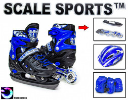 Комплект ролики-ковзани 2в1 Scale Sport Синій розмір 34-37
