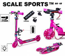 Самокат двухколесный Scale Sports SS-13 Розовый Ручной тормоз Led-Фонарик