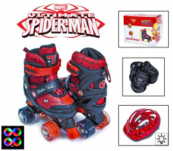 Комплект ролики-квади+захист+шолом. р.34-38. Spiderman. Світиться колесо і шолом!