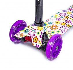 Дитячий самокат MAXI Violet Flowers Фіолетові колеса, що світяться.
