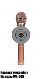 Мікрофон-колонка bluetooth WS-668 Рожево Золотий