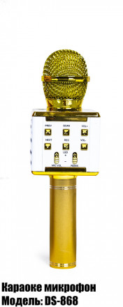 Беспроводной караоке-микрофон DS-868 Золотой