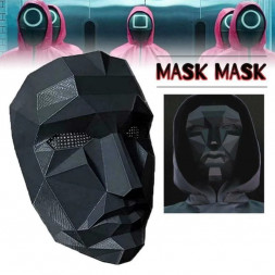 Маска из сериала Игра в Кальмара черная - маска Ведущего (Босса)