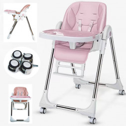 Детский стульчик-шезлонг 2в1 для кормления IBS-330 Розовый